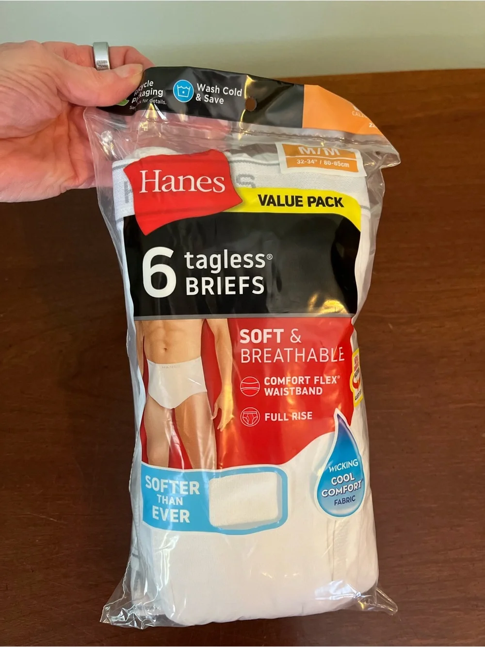 Hanes White 6-Pack Tagless Men’s Briefs Value Pack NWT